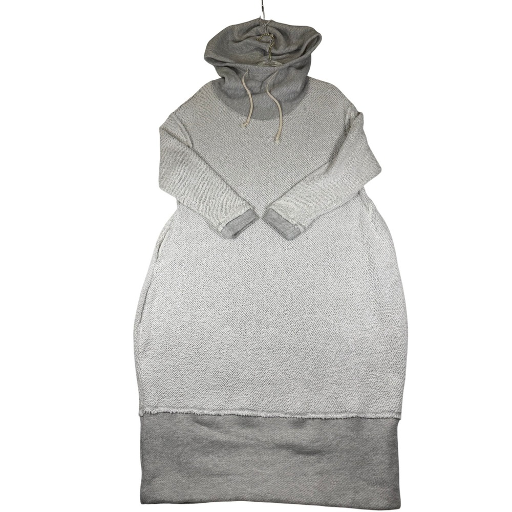 Free People Beach Gray Cowl Neck Hoodie Dress XS Relaxed French Terry Midi